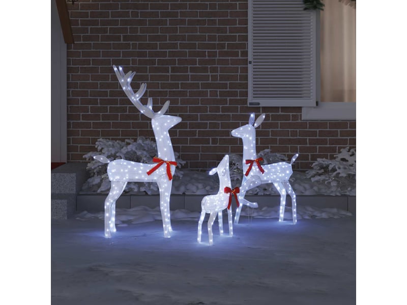  Famille de rennes, décoration de noël 3 pc blanc froid 68 x 26 x 127 cm tissu cf62030  - Conforama C