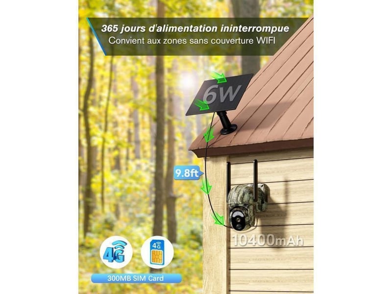  Camera de chasse 4g lte solaire 2k ptz xg-15 verte 149519_AACSX74585_6_DROPFR - Conforama B