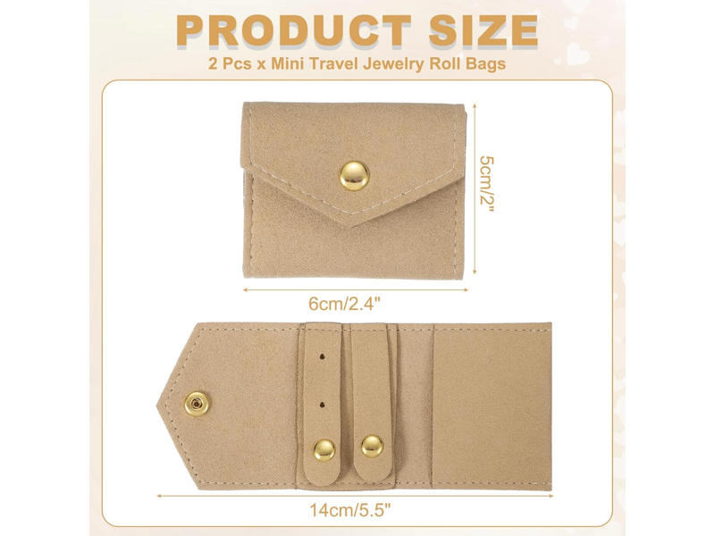  Lot de 2 mini boîtes à bijoux de voyage, pochette de rangement pliable en microfibre avec boucle pour bagues, bracelets, boucles d'oreilles, collier  - Conforama B