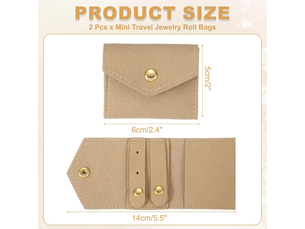 Lot de 2 mini boîtes à bijoux de voyage, pochette de rangement pliable en microfibre avec boucle pour bagues, bracelets, boucles d'oreilles, collier