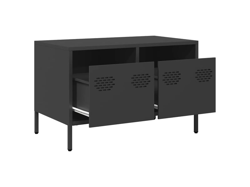  Meuble tv - banc tv - meuble de rangement noir 68x39x43,5 cm acier laminé à froid  - Conforama E