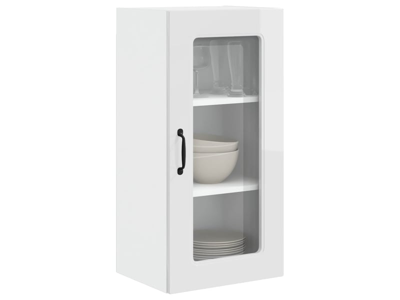 Meuble mural de cuisine | armoire de cuisine 2 pcs blanc brillant shl6862 - Conforama C