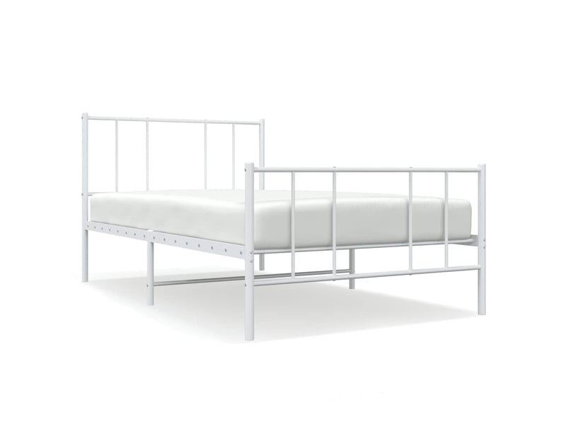  Lit simple- lit adulte -  cadre de lit métal sans matelas et pied de lit blanc 100x200 cm  - Conforama A