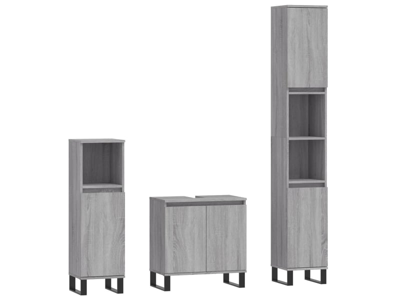  Ensemble d'armoires de salle de bain 3 pcs sonoma gris cf63015  - Conforama A