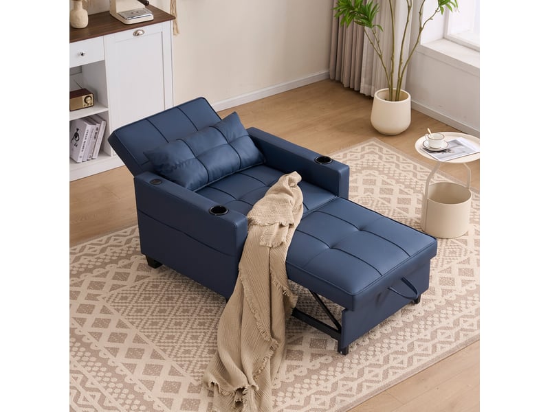  Canapé d'appoint 3-en-1 extensible - avec porte-gobelets et port usb, fauteuil-lit, fauteuil, parfait pour les petits espaces  - Conforama B