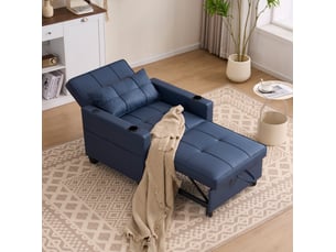 Fauteuil convertible  <strong>MIVRAY </strong> Tissu bleu