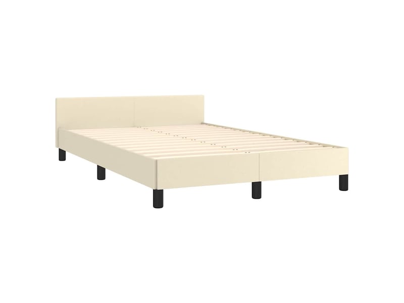  Lit double- lit adulte -  cadre de lit avec tête de lit crème 120x200 cm similicuir  - Conforama D