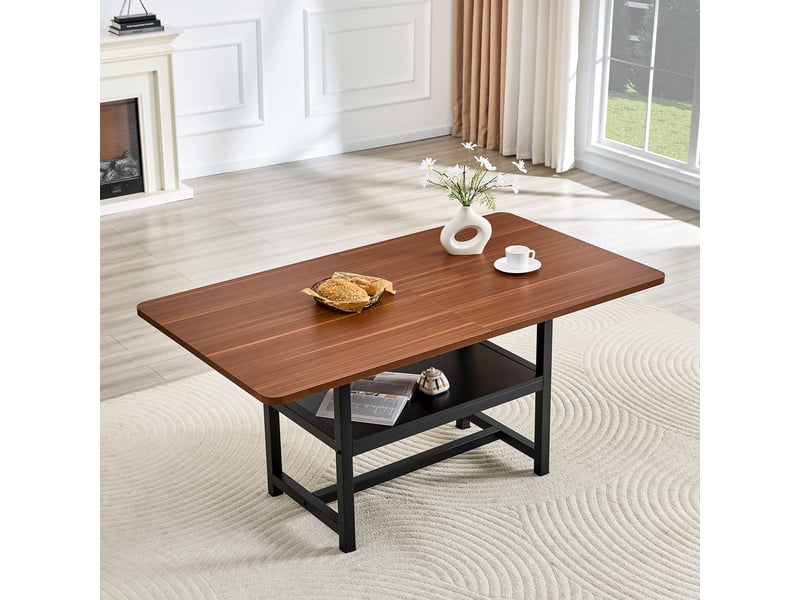  Table à manger rectangulaire 160×90×76 cm, mdf et métal, noir et noyer Fay Lum - Conforama D