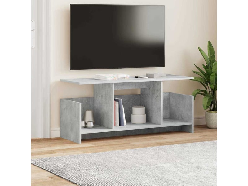  Meuble tv - banc tv - meuble de rangement 102 x 35 x 45 cm gris béton bois d'ingénierie  - Conforama D