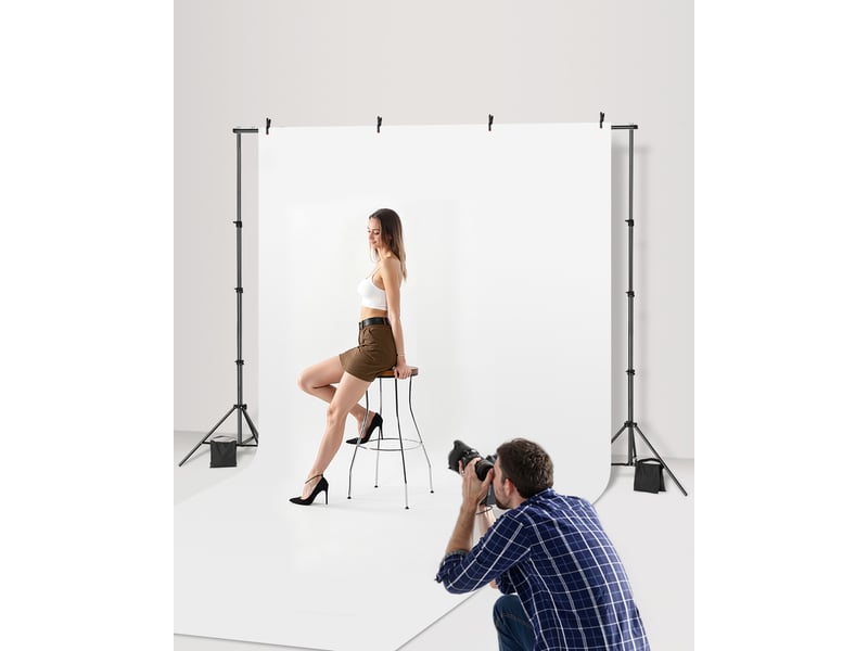  Vevor support toile fond 213x300 cm, acier, 3 barres.  - Conforama B