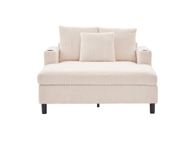  Chaise-longue généreuse avec porte-boissons, usb et led — parfait salon, chambre ou véranda  - Conforama A
