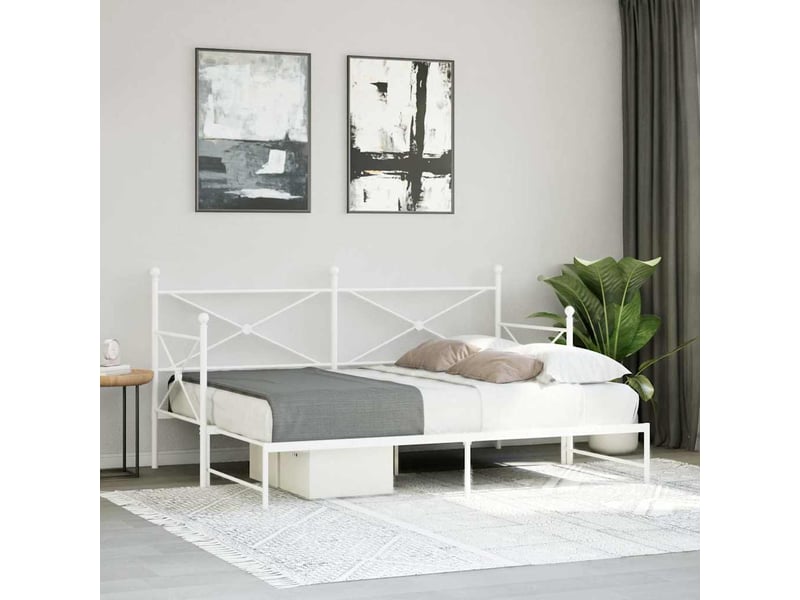 Lit simple- lit adulte - lit de jour avec lit gigogne sans matelas blanc 80x200 cm acier - Conforama B