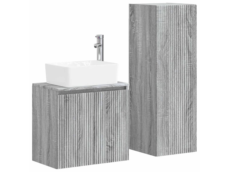 Ensemble de mobilier de salle de bain 2 pcs sonoma gris shl9218 - Conforama A