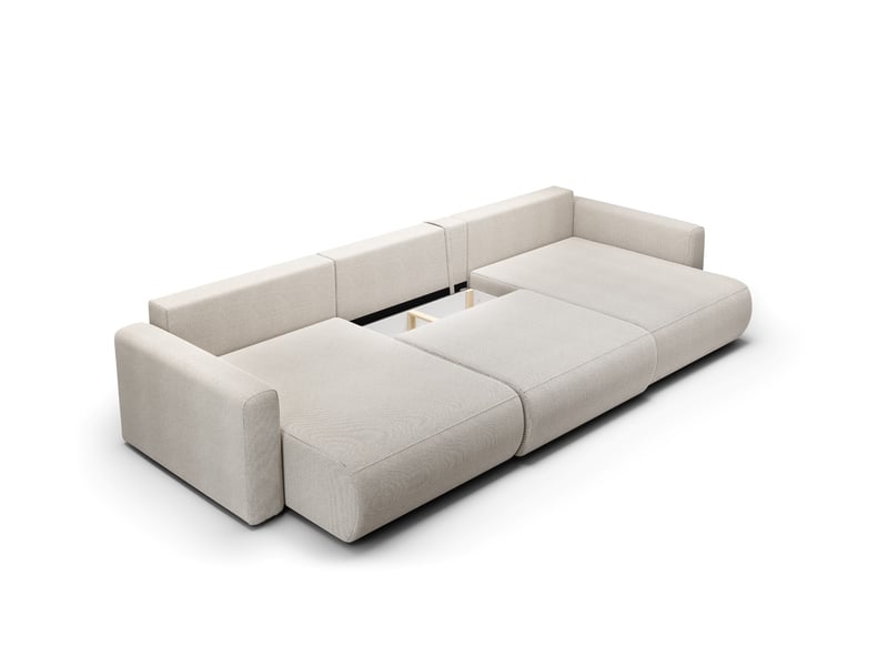  Canapé d'angle convertible 5 places welly u gris clair  - Conforama B