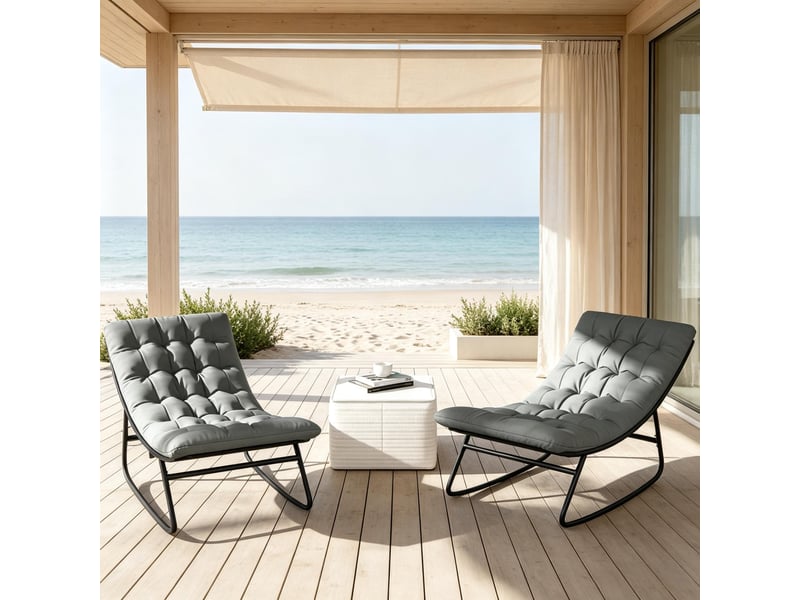 Lot de 2 fauteuils à bascule lounge confortables, design élégant et polyvalent - Conforama D