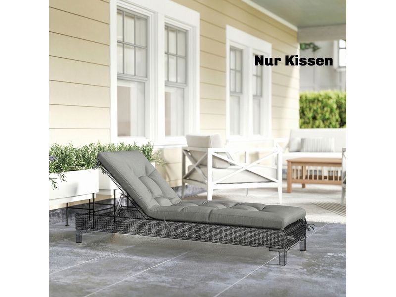 Coussin de palette amovible avec sangles de fixation, compatible avec la plupart des chaises longues, 198 x 65 x 13 cm, gris clair  - Conforama D