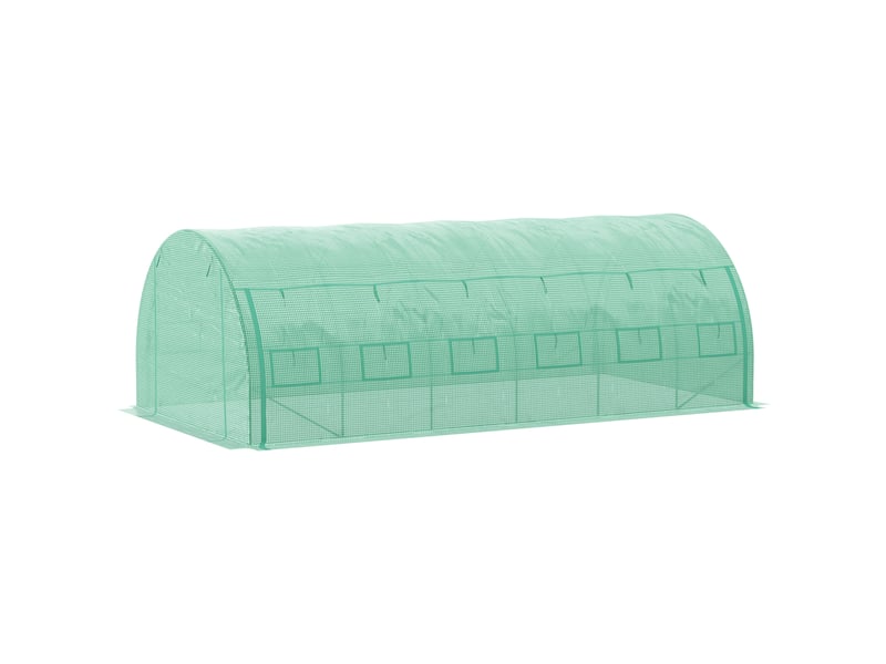 Serre tunnel de culture de 6 x 3 x 2 m avec bâches enroulables, protection uv, structure tubulaire en acier, verte - Conforama B