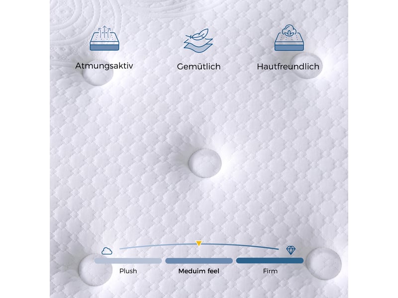 Matelas 180 × 200 cm 2 places 7 zones en mousse et ressorts, bords renforcés, certifié oeko-tex, sans matelas - Conforama E