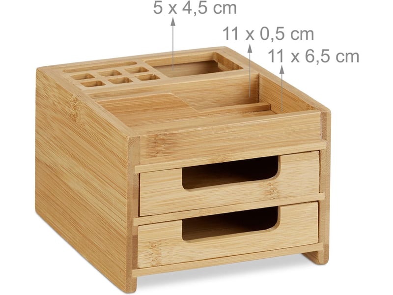  Organiseur de bureau pratique avec tiroirs 9,5 x 12,5 x 15 cm en bambou brun clair 13_0018092  - Conforama C