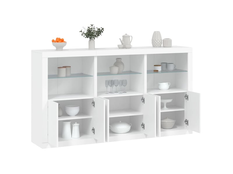  Buffet - bahut - meuble de rangement avec lumières led blanc 181,5x37x100 cm  - Conforama B