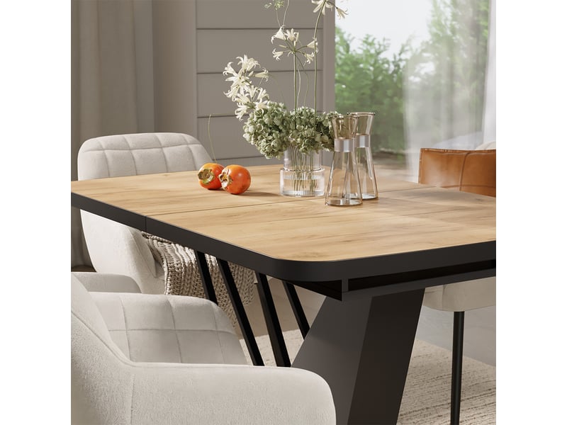  Vicco ensemble de table à manger, chêne de force dorénoir, 120x80cm avec 4 chaises de salle à manger  - Conforama D