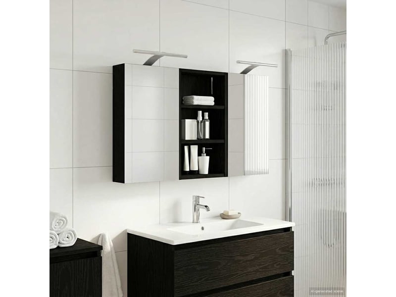  Ensemble de meubles de salle de bain 3 pcs 90x10.5x50 cm shl4351  - Conforama D