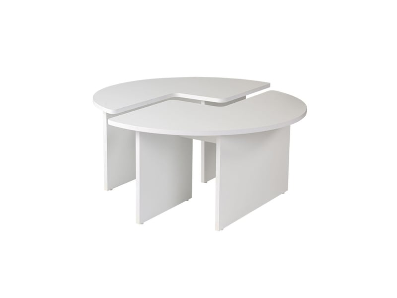  Table basse ronde en bois mdf mélaminé blanc naturel ø90 x 41 cm  - Conforama A
