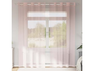 Lot de 2 rideaux en voile, voilages avec œillets rose clair 140x225 cm cf44403