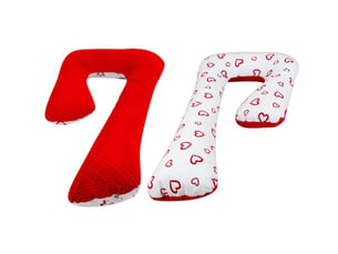 Coussin d'accouchement d'allaitement usages multiples coeurs rouges sur fond blanc - rouge