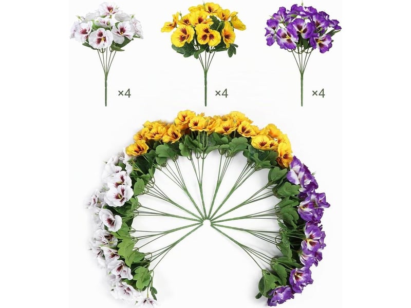  Lot de 12 pensées artificielles pour extérieur - fleurs artificielles en soie résistantes aux uv - fausses fleurs - plantes artificielles en plastique pour porche d'entrée, jardin, jardinière  - Conforama C