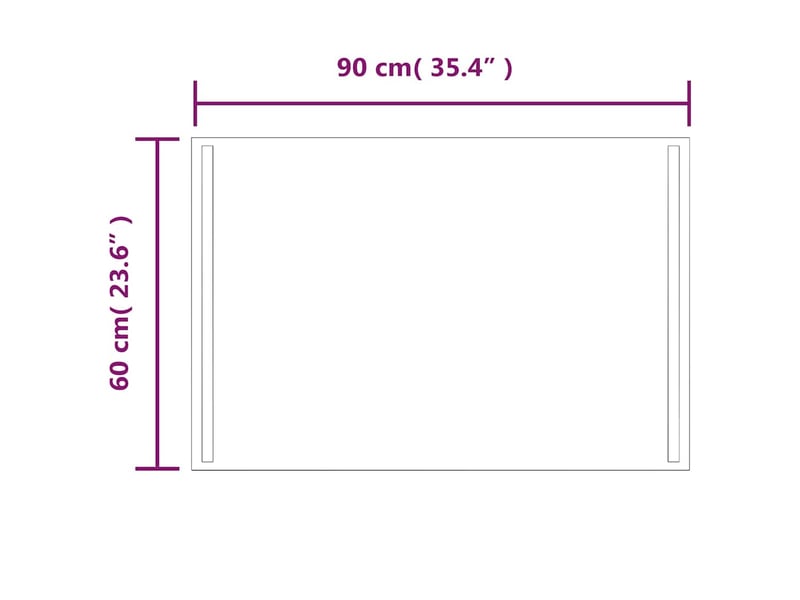  Miroir de salle de bain, miroir de toilette à led 90x60 cm cf62514  - Conforama E