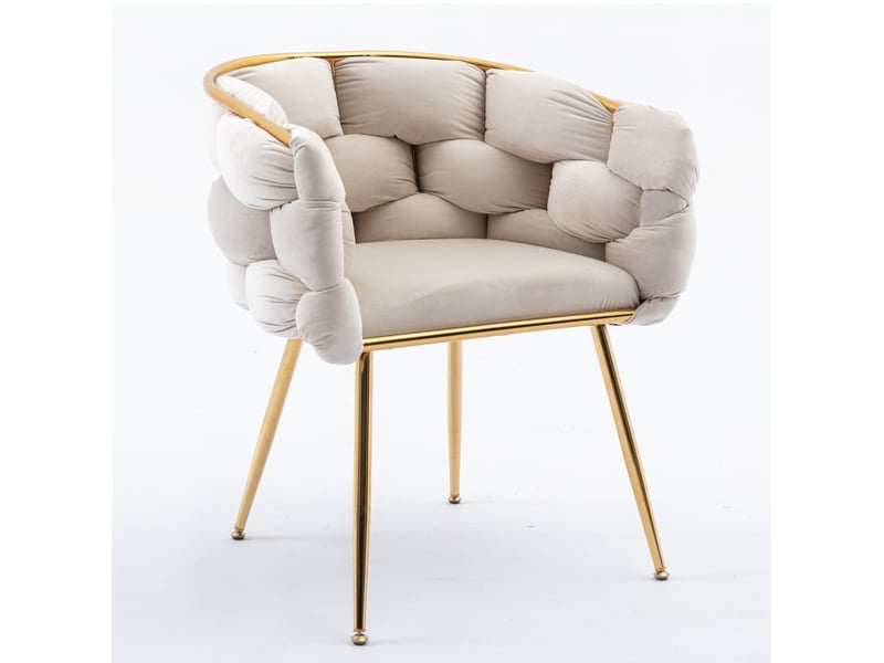  Fauteuil d'appoint moderne 73x56x75 cm - beige - lot de 2 avec accoudoirs et piètement doré  - Conforama A