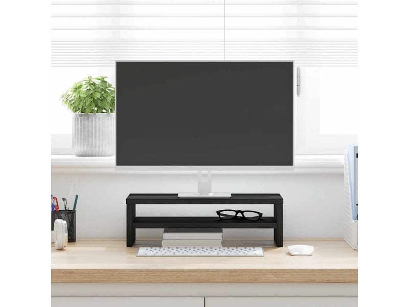  Support de moniteur, écran pc bureau en chêne noir 42x24x13 cm bois composite  - Conforama C