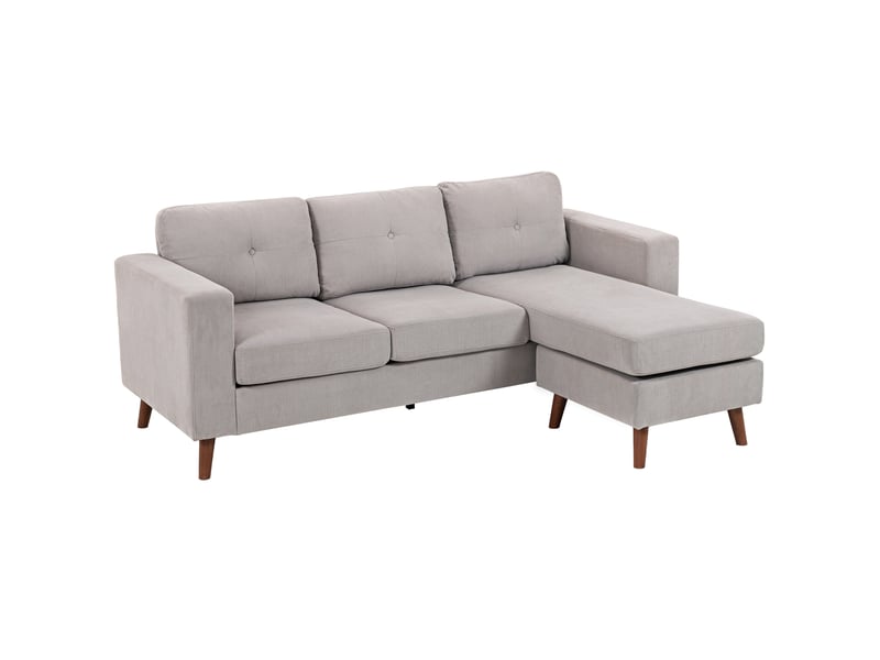  Canapé d'angle 3 places avec méridienne réversible - velours côtelé gris clair - 192 x 137 x 84 cm T1003-01-12742 - Conforama B