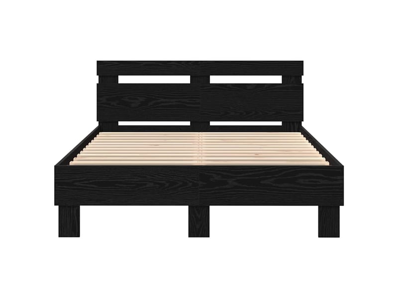 Lit double- lit adulte - cadre de lit chêne noir 135 x 190 cm bois d'ingénierie - Conforama D