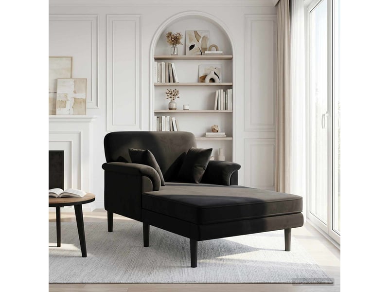  Vidaxl chaise longue noir velours  - Conforama B