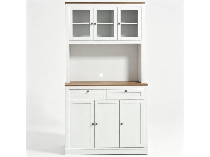  Buffet de cuisine modenvie 100 x 40 x 180 cm blanc et chêne avec rangement réglable  - Conforama A