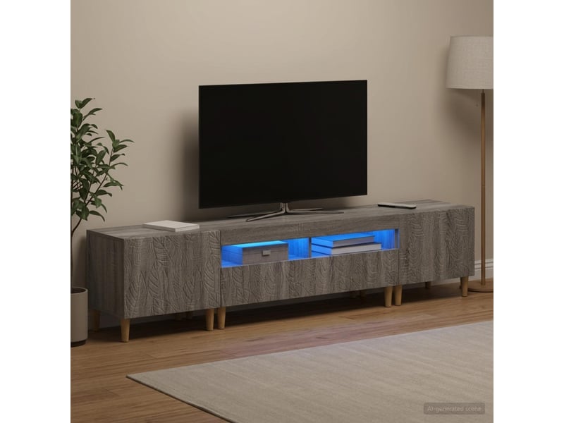  Ensemble de 3 meubles tv led delft sonoma gris  - Conforama C