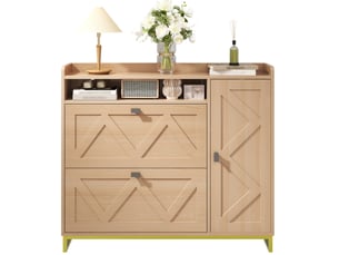 Meuble à chaussures 110x24x100 cm, armoire à chaussures, meuble d'entrée, placard latéral, meuble salon, mdf, naturel