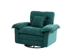 Fauteuil pivotant 360° 1 place en tissu vert, coussin de soutien et assise à ressorts ensachés pour se détendre