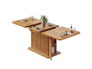 Table à manger extensible avec rangement 160x80x76 cm marron foncé