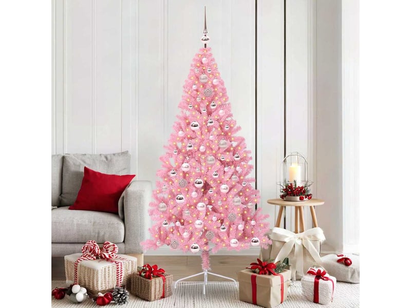  Sapin de noël, arbre de noël artificiel pré-éclairé rose 180 cm pvc cf61376  - Conforama B