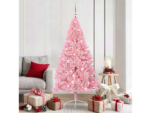 Sapin de noël, arbre de noël artificiel pré-éclairé rose 180 cm pvc cf61376