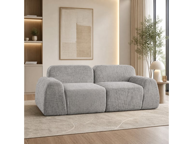  Canapé modulaire 2 places en chenille gris avec mousse 30d  - Conforama D