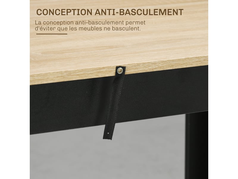  Table de bar table haute de cuisine mange-debout comptoir - dim. 112l x 57l x 106h cm - 3 étagères - noir  - Conforama R