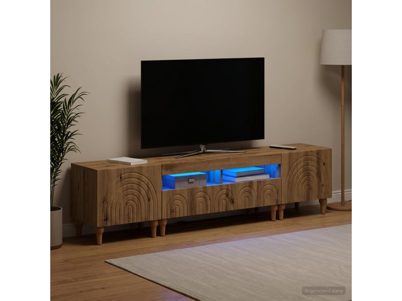  Ensemble de 3 meubles tv led chêne artisanal bois d'ingénierie shl5907  - Conforama B