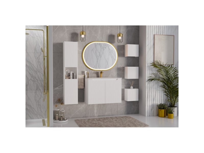  Miroir salle de bain led doré ovale 90x70 cm design  - Conforama D