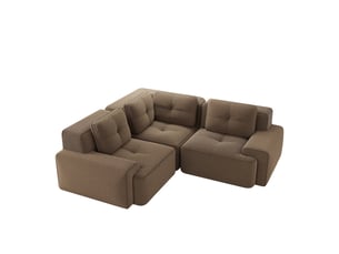 Canapé modulable combinable sans cadre, assise profonde en velours côtelé, salon ou bureau, 69 × 206 × 206 cm, marron