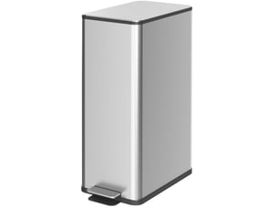 Poubelle à pédale 20 l en acier inoxydable argenté avec couvercle, seau amovible et fermeture douce