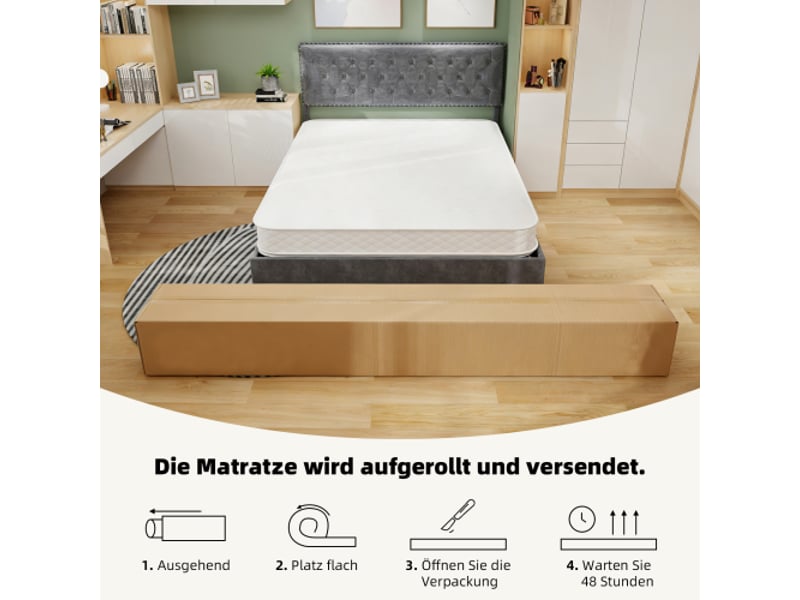  Matelas 3d respirant, emballé individuellement, silencieux, anti-interférences, doux et ferme, double soutien, idéal pour le dos, dimensions : 160 x 200 cm, épaisseur : 23 cm, blanc  - Conforama E